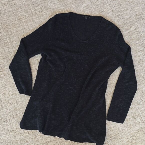 Eileen Fischer | Navy Blue V-Neck Sweater - Picture 5 of 6